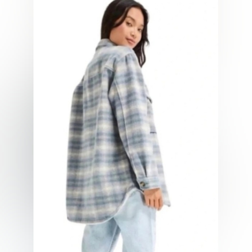 American Eagle Outfitters Oversized Brushed Plaid Shacket Shirt Jacket Size S